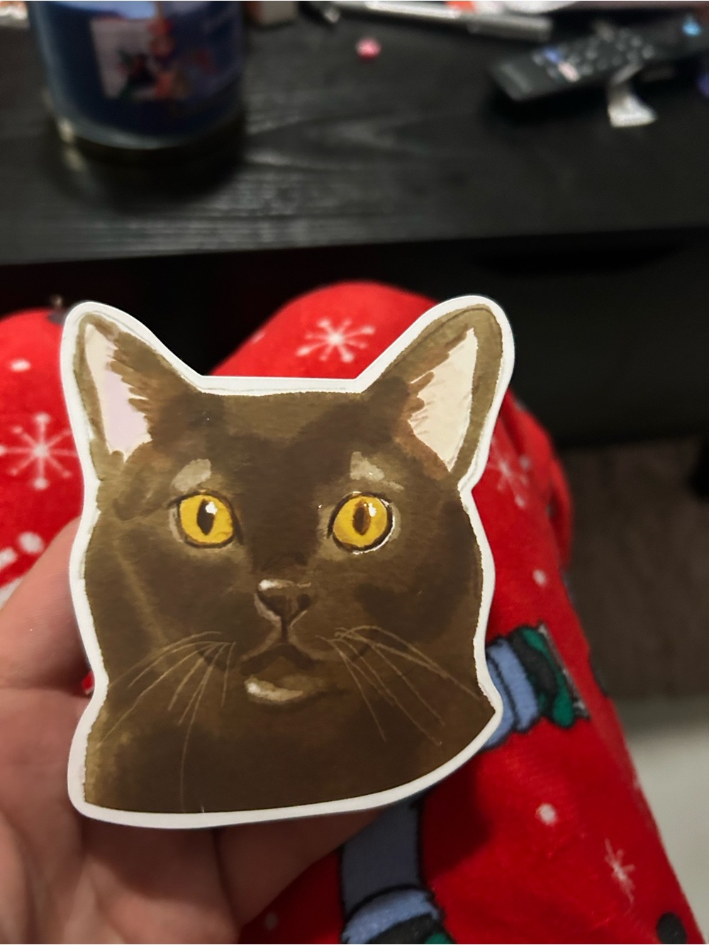 Cat Face Sticker - Brown Cat with Yellow Eyes
